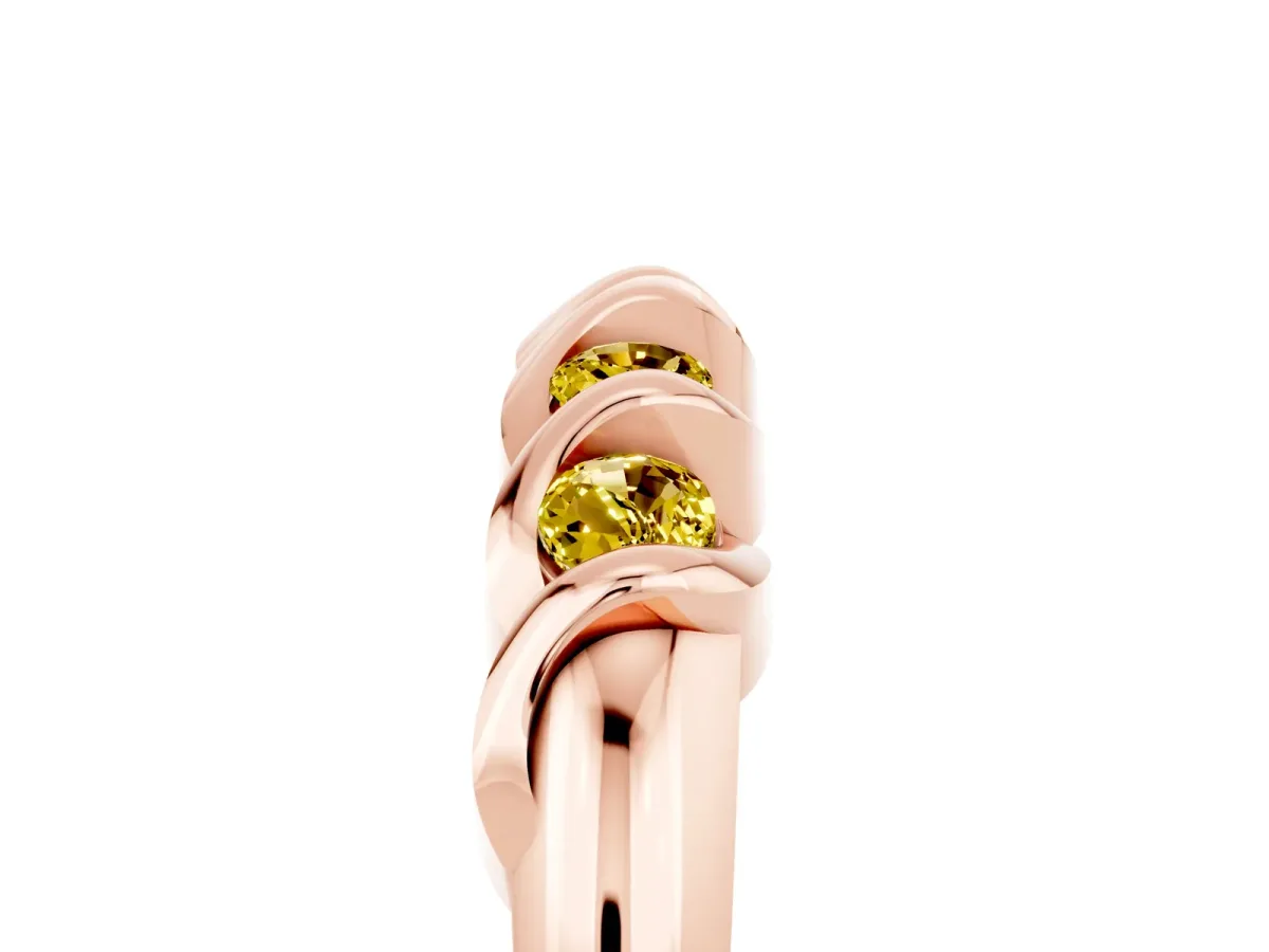 Round Yellow Sapphire Eternity Band with Twist Prong Setting Rose gold