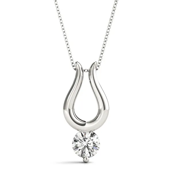 Round Solitaire Bezel Set Pendant Silver