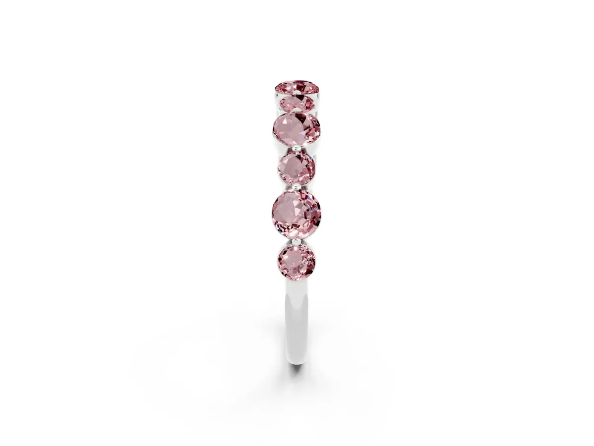 Round Morganite Scalloped Prong Set Eternity Band Platinum