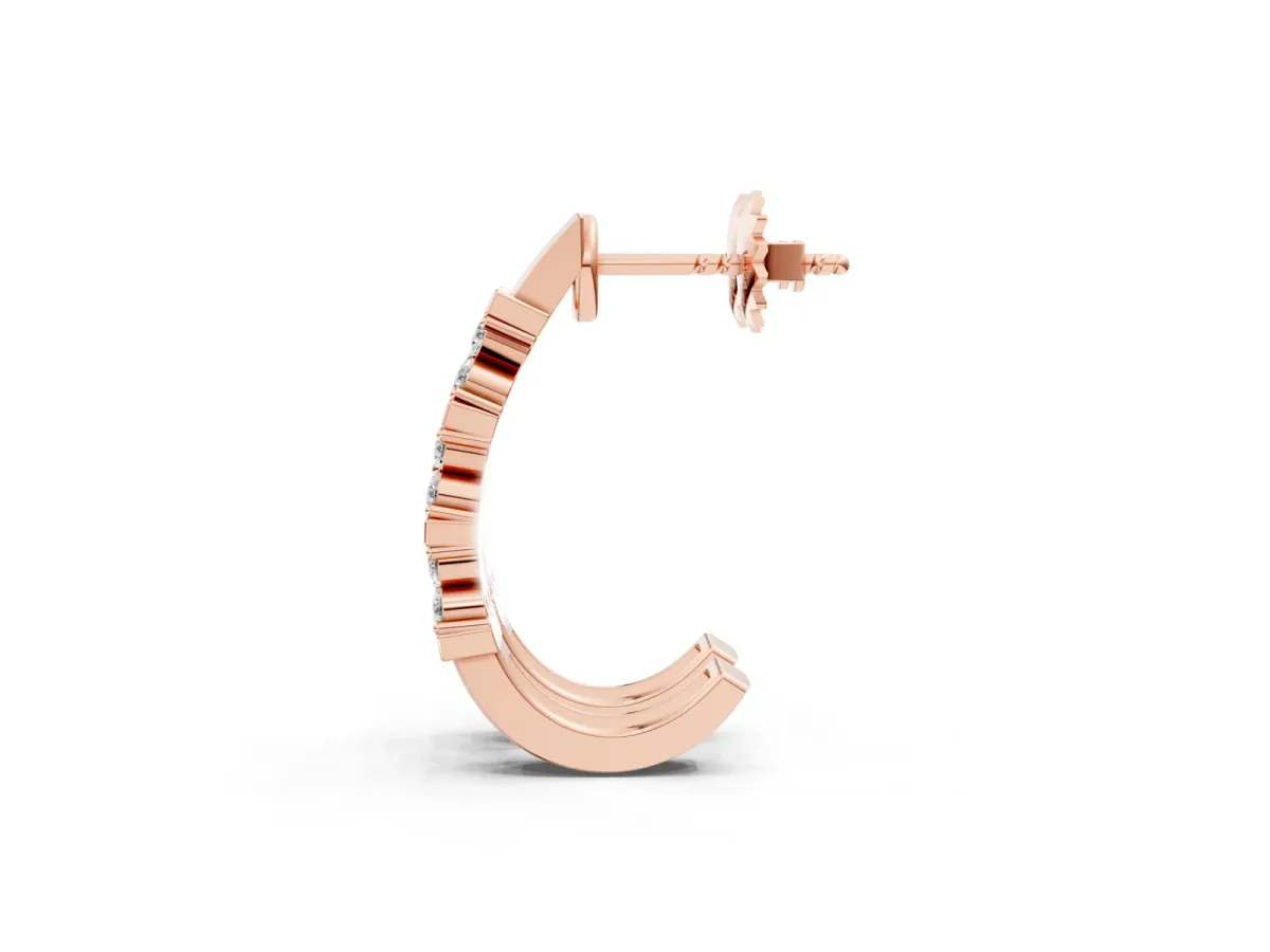 Round Diamond Channel-Set Hoop Earrings with Four-Prong Setting Rose gold
