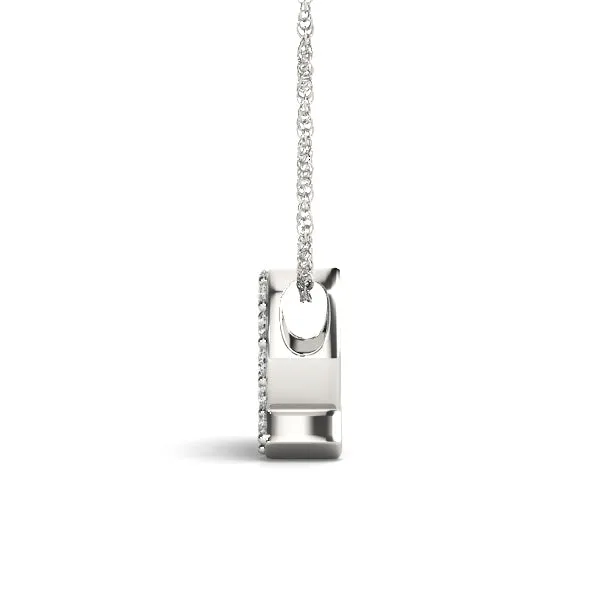 Pavé Round Diamond Prong Setting Pendant Silver
