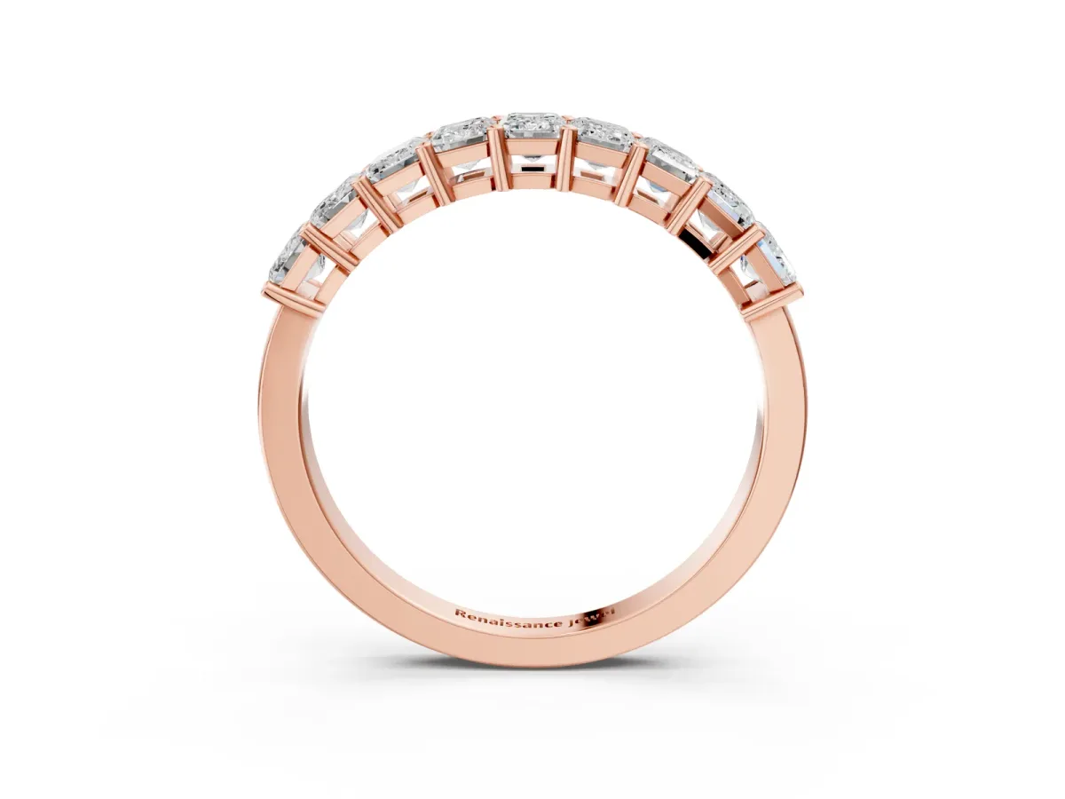 Emerald Cut Diamond Prong-Set Eternity Band Rose gold