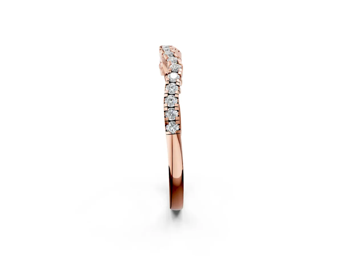 Curved Diamond Pavé Round Eternity Band with Shared Prong Setting Rose gold