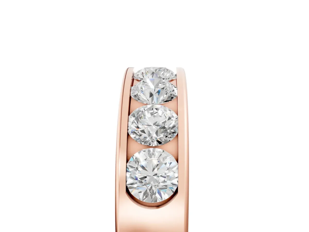 Channel Set Round Diamond Comfort Fit Band Rose gold
