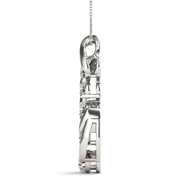 Round Brilliant Diamond Prong Set Pendant Silver