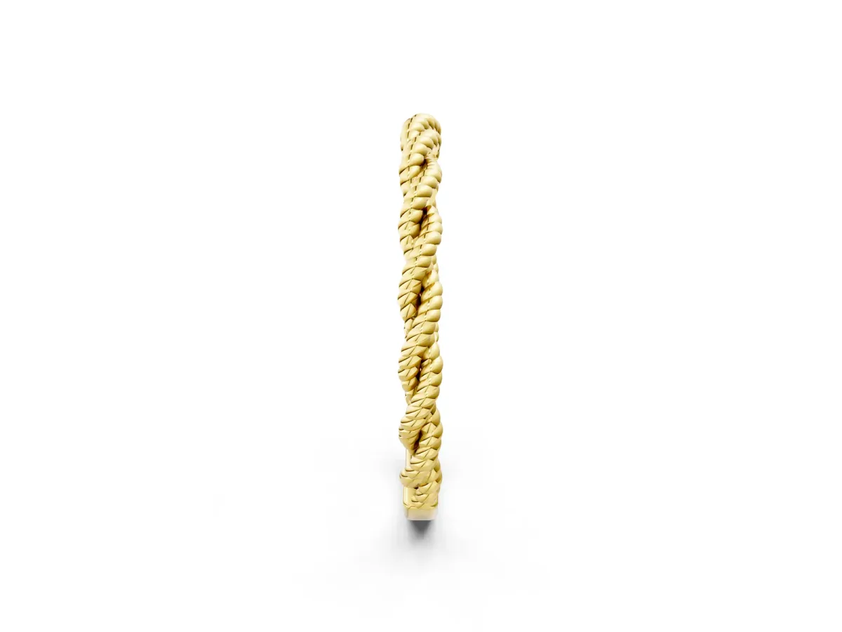 Twisted Rope Solitaire Band with Round Stone and Bezel Setting Yellow gold
