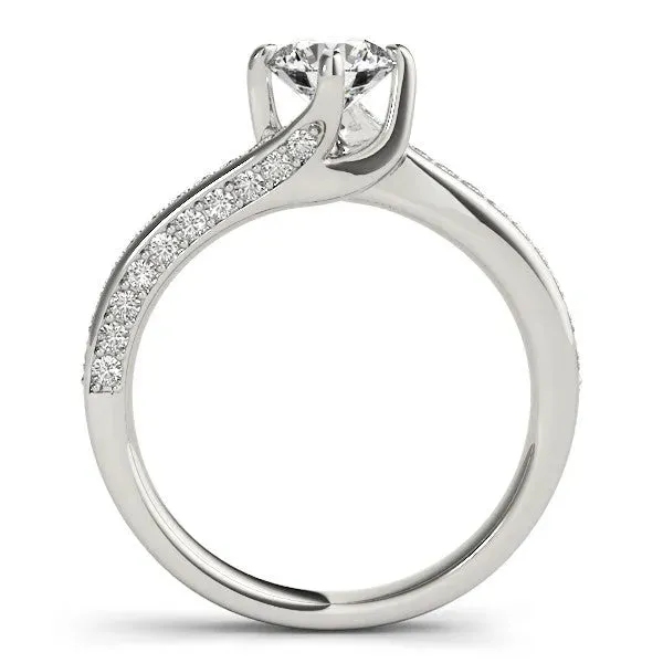 Asscher Cut Solitaire Diamond Twist Band with Pavé Setting and Four-Prong Setting Platinum