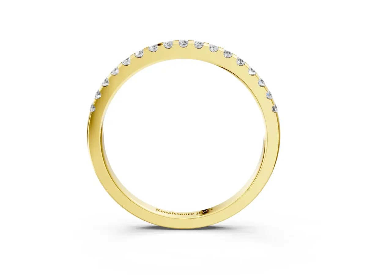 Round Diamond Half Eternity Prong Set Band Yellow gold