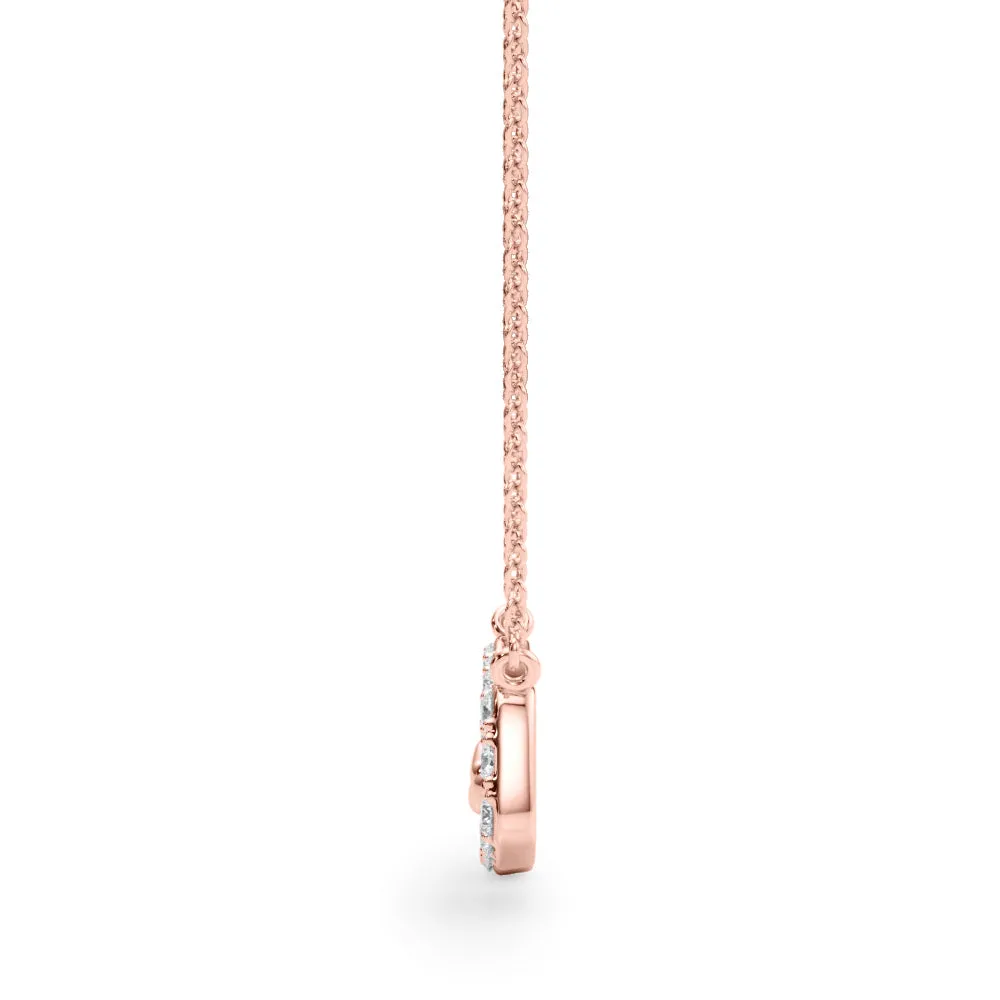 Pavé Cushion Link Pendant with Shared Prong Setting Rose gold