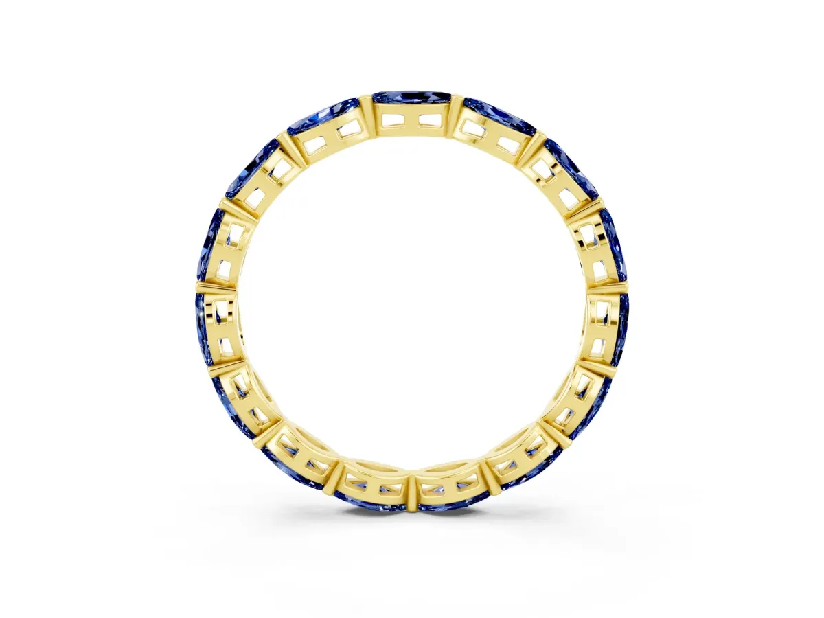 Marquise Blue Sapphire Eternity Band with U-Prong Setting Yellow gold
