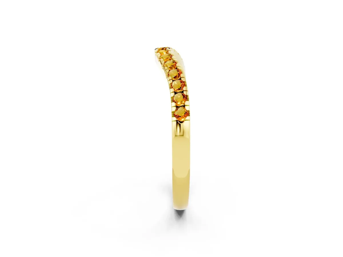 Citrine Pavé Curved Wedding Band Yellow gold