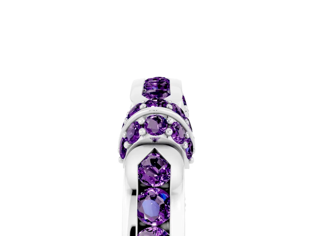 Pavé Round Amethyst Link Band with Bezel Setting Platinum