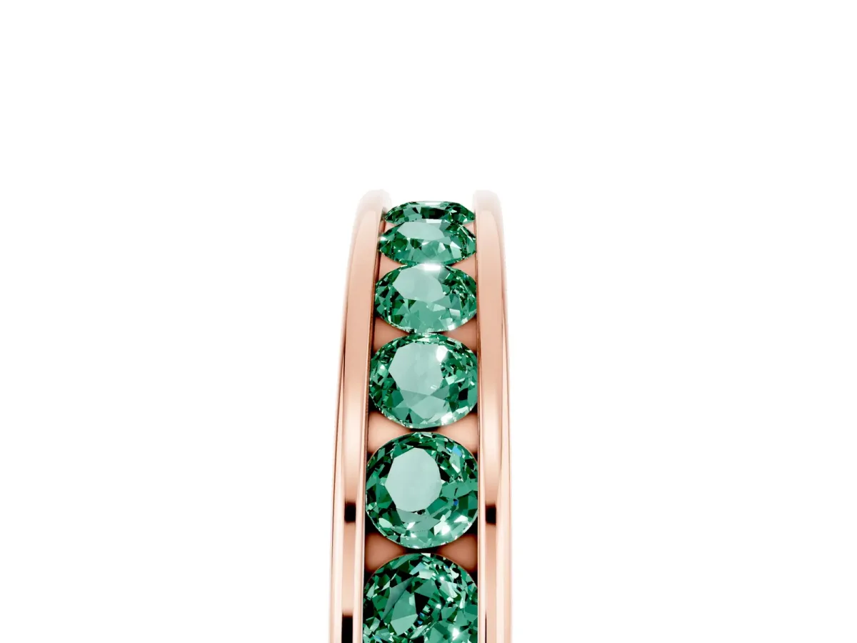Channel Set Round Green Sapphire Eternity Band Rose gold