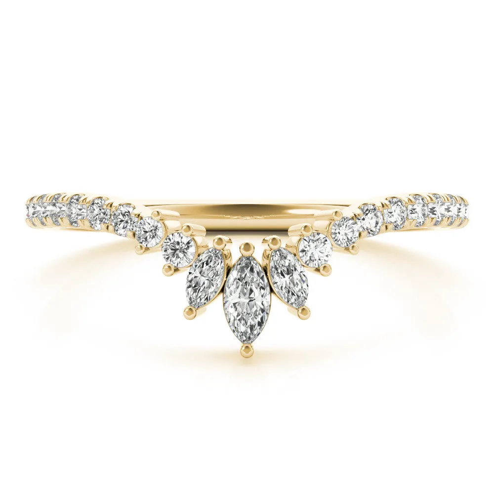 Marquise Cluster Diamond Pavé Band with Prong Setting Yellow gold