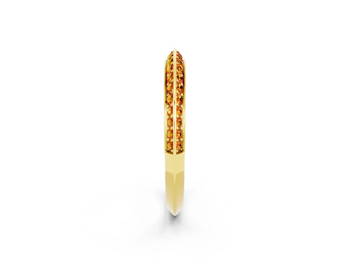 Double Row Pavé Round Citrine Eternity Band with Channel Setting Yellow gold