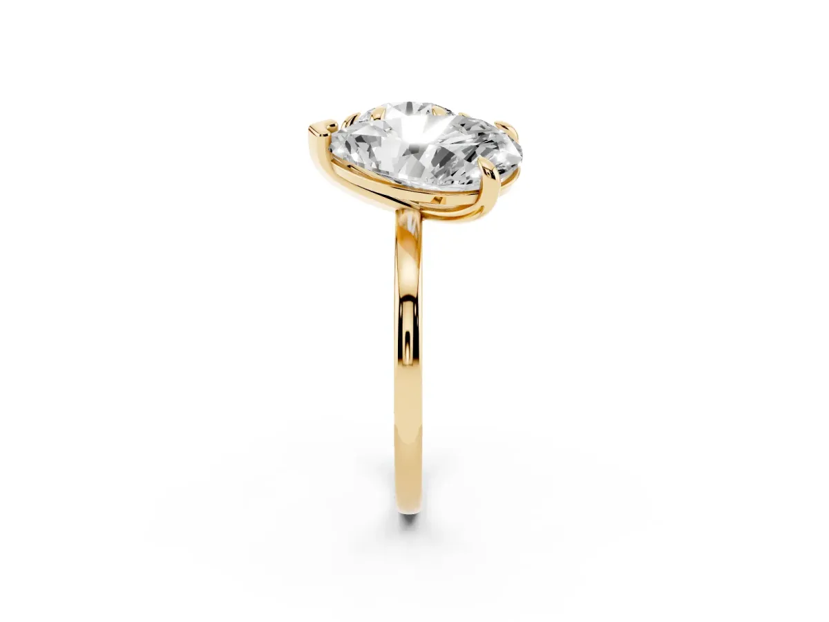 Round and Pear Toi Moi Ring with Prong Setting and Plain Band Yellow gold
