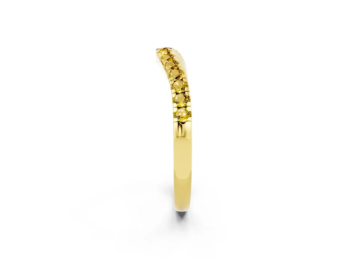 Yellow Sapphire Pavé Curved Wedding Band Yellow gold