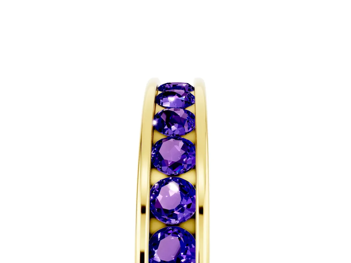 Channel Set Round Tanzanite Eternity Band Yellow gold