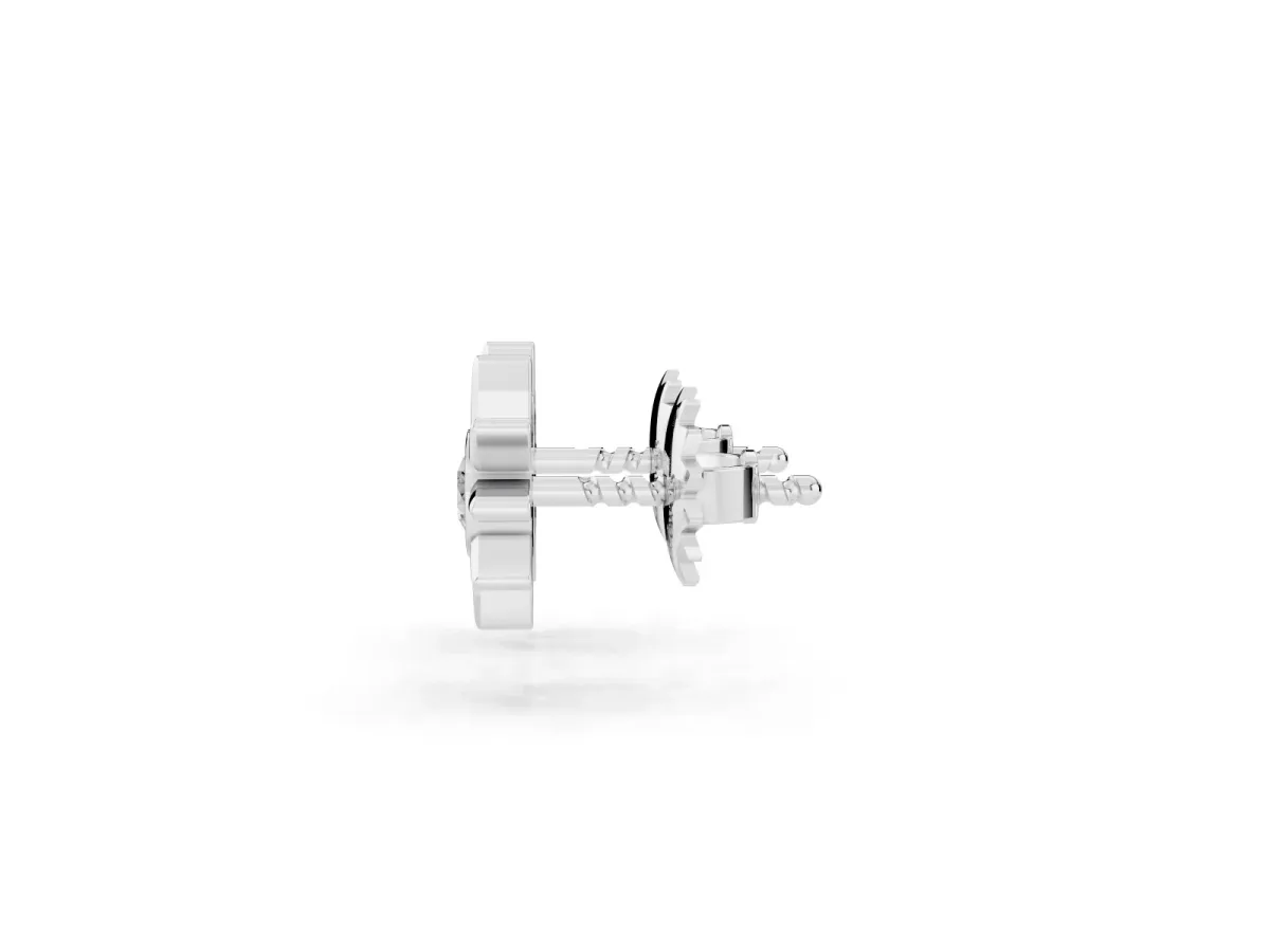 Round Diamond Sol Starburst Stud Earrings White gold