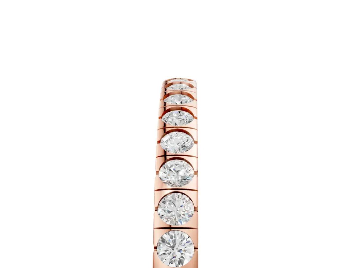 Round Cut Diamond Pavé Set Eternity Band Rose gold