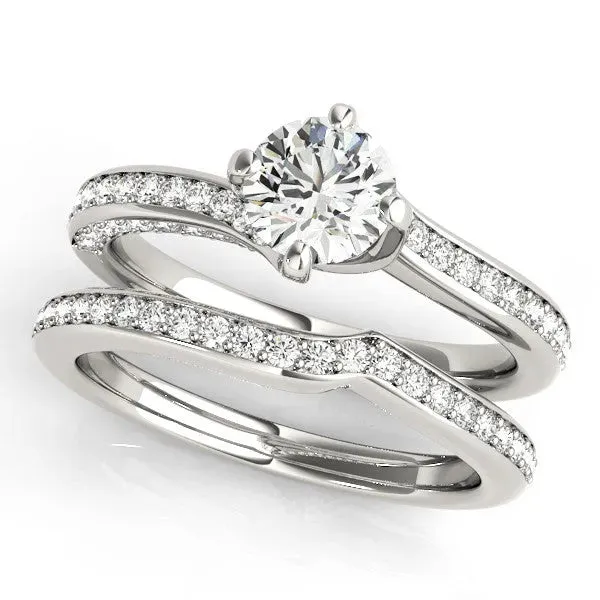 Asscher Cut Solitaire Diamond Twist Band with Pavé Setting and Four-Prong Setting Platinum
