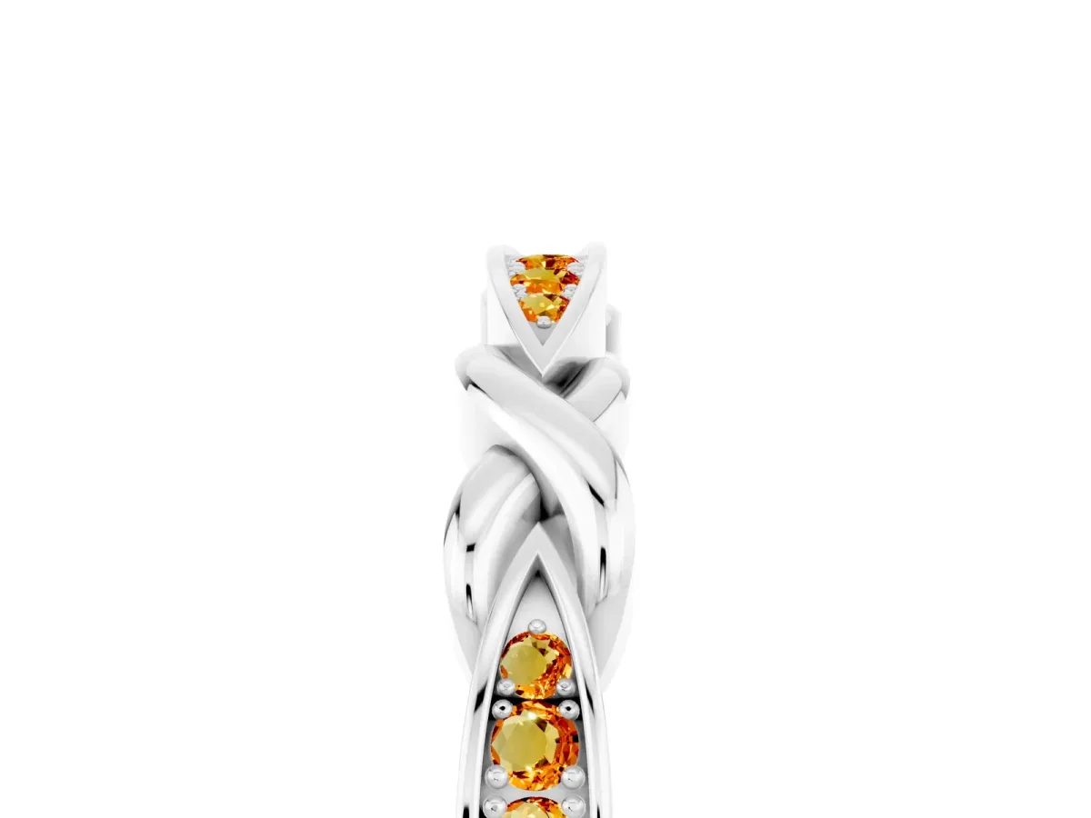 Twisted Marquise Citrine Pavé Band with Shared Prong Setting White gold