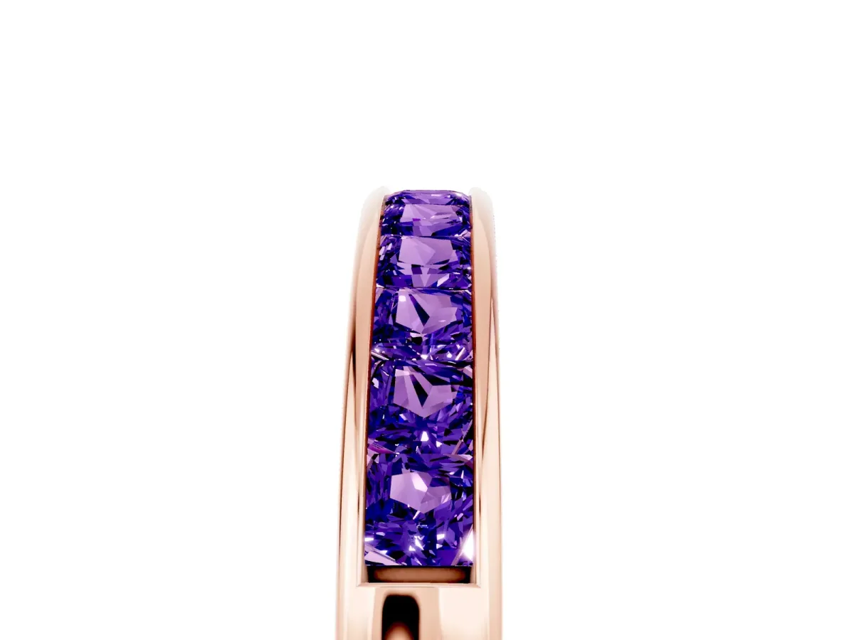 Channel Set Princess Cut Tanzanite Eternity Band Rose gold