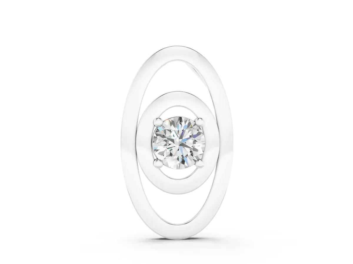 Round Diamond Bezel Set Pendant with Double Halo White gold