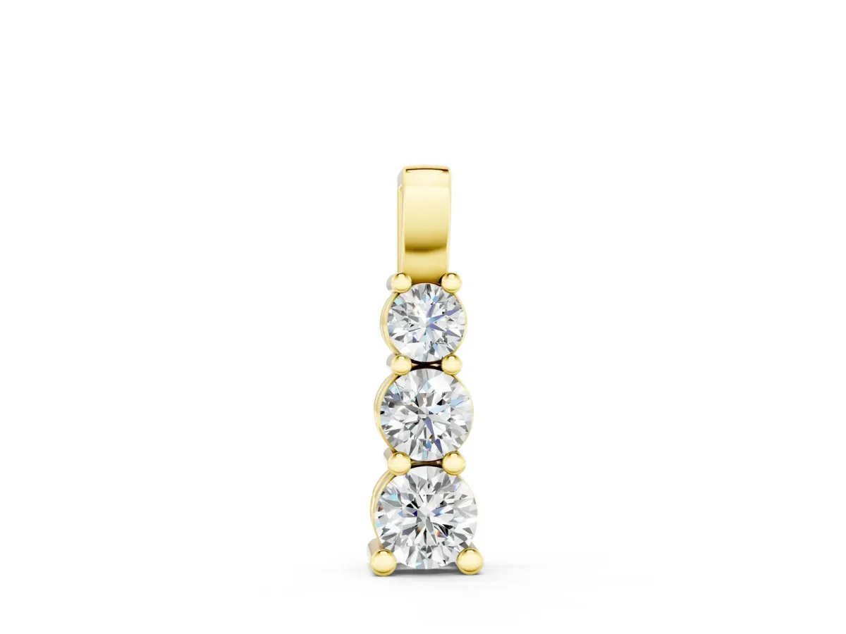 Round Diamond Vertical Prong Pendant Yellow gold