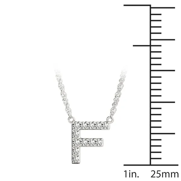 Pavé Round Diamond Letter F Initial Pendant White gold