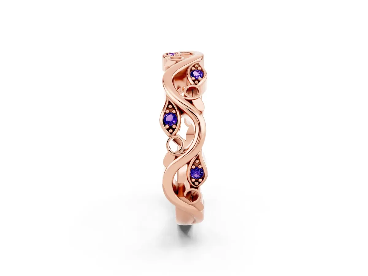 Marquise Tanzanite Vine Eternity Band with Bezel Setting Rose gold