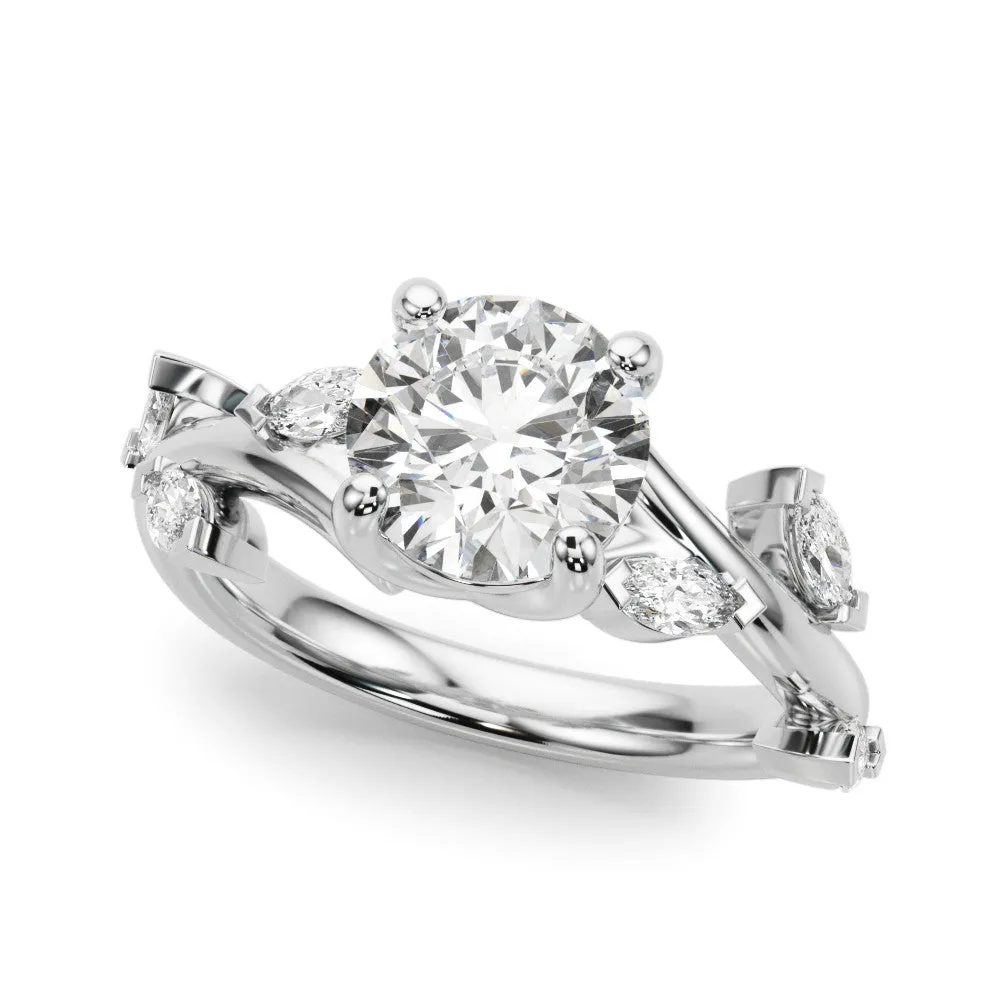 Radiant Cut Solitaire Twisted Band Marquise Accent Prong Setting Ring Platinum