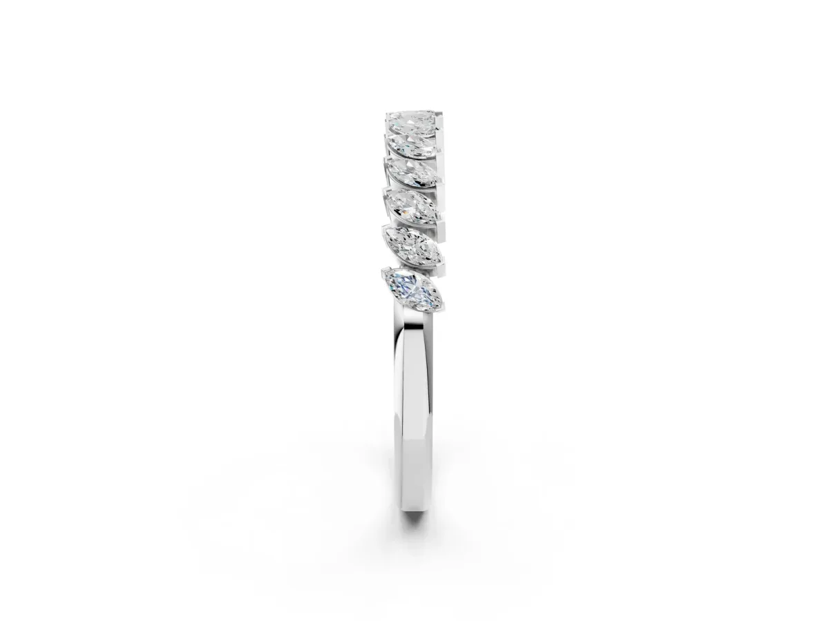 Marquise Diamond Half-Eternity Band with Shared Prong Setting Silver