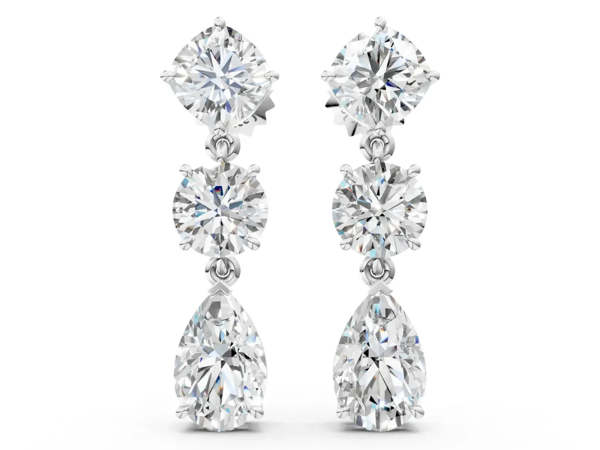 Multi-Shape Diamond Drop Earring Silver