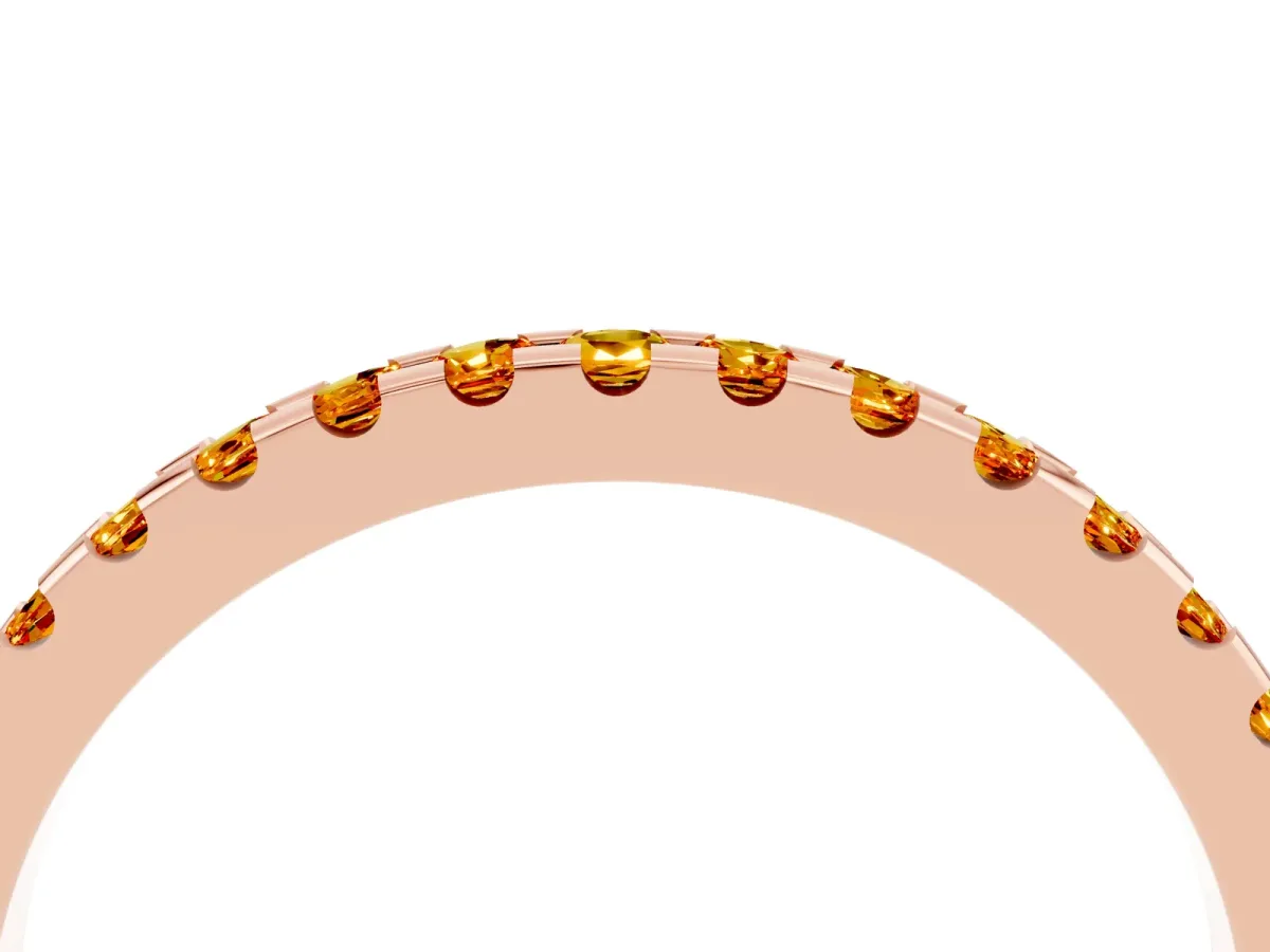 Round Citrine Pavé Set Eternity Band with Micro Prong Setting Rose gold