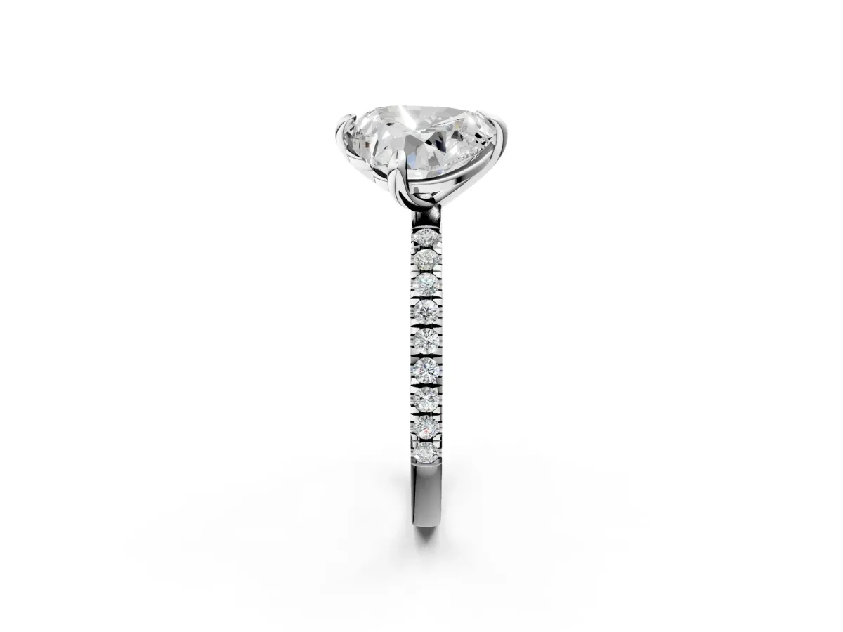 Radiant and Heart Toi Moi Ring with Prong Setting and Micro Pave Band Silver