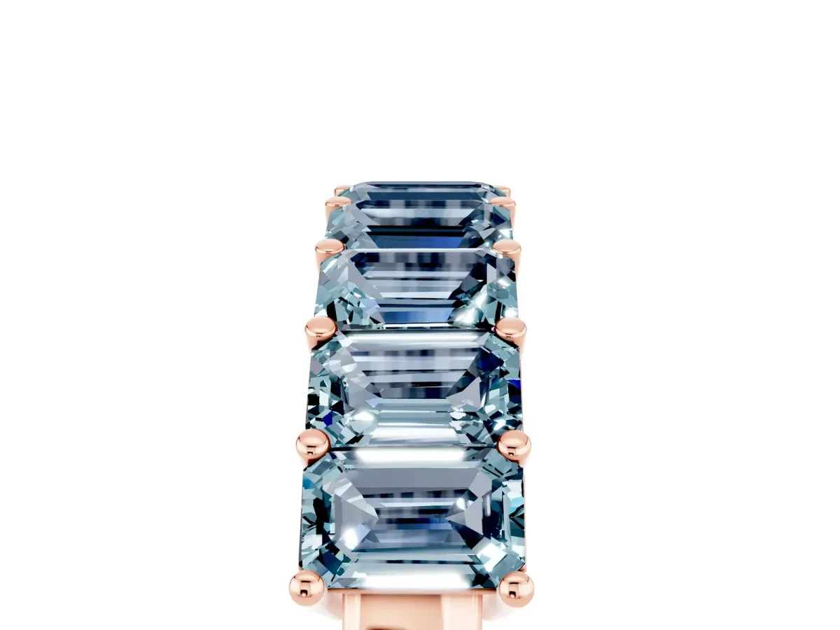 Emerald Cut Aquamarine Prong-Set Eternity Band Rose gold