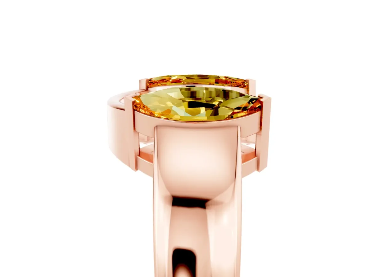 Marquise Citrine Open Band Ring with Tension Setting Rose gold