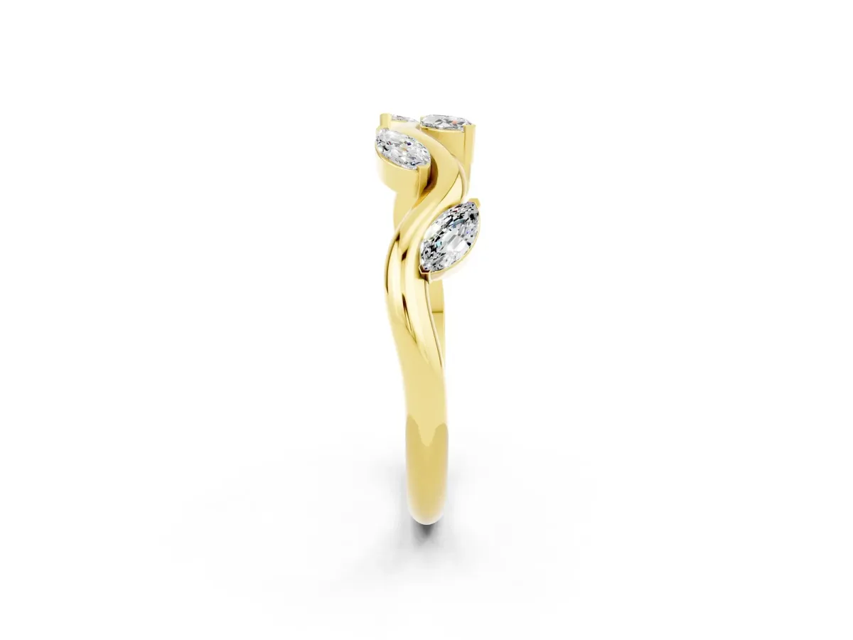 Marquise Moissanite Twisted Band with Prong Setting Yellow gold