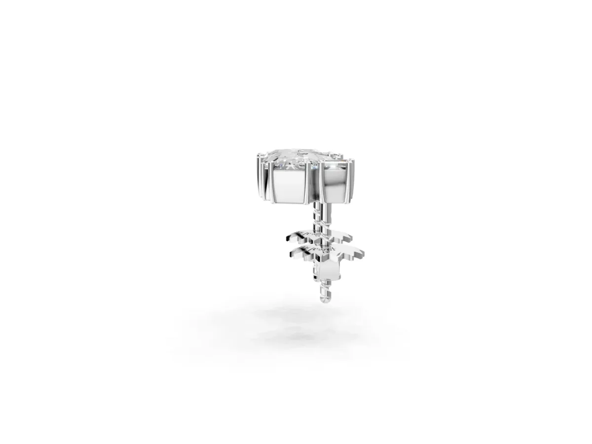 Baguette and Princess Diamond Mosaic Abstract Stud Earrings Silver