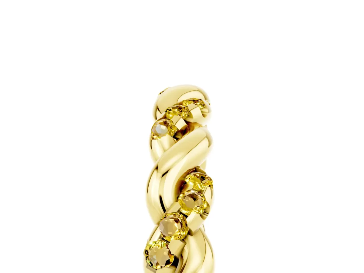 Twisted Pavé Round Yellow Sapphire Eternity Band Yellow gold