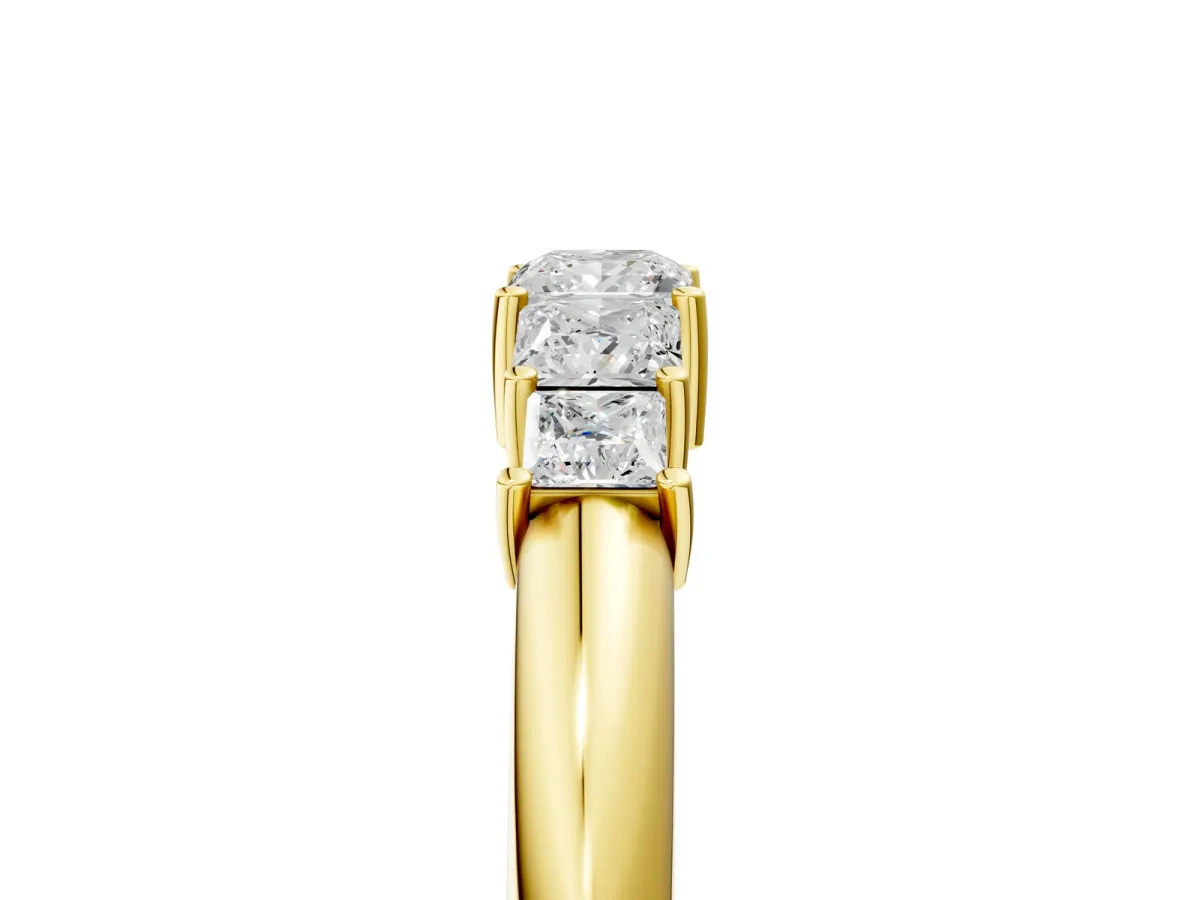 Princess Cut Five-Stone Prong Set Diamond Band Yellow gold