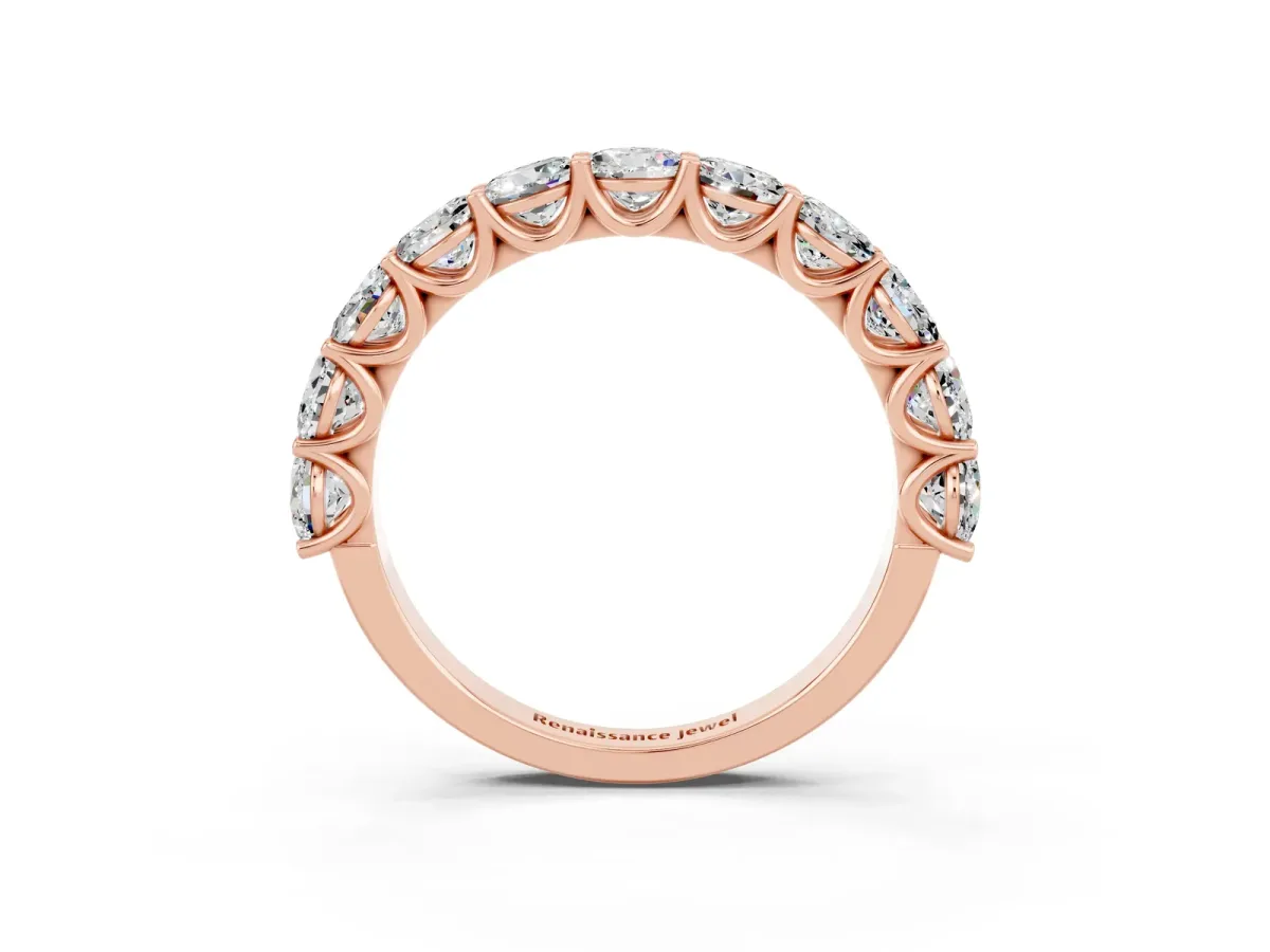 Round Moissanite Shared Prong Eternity Band Rose gold
