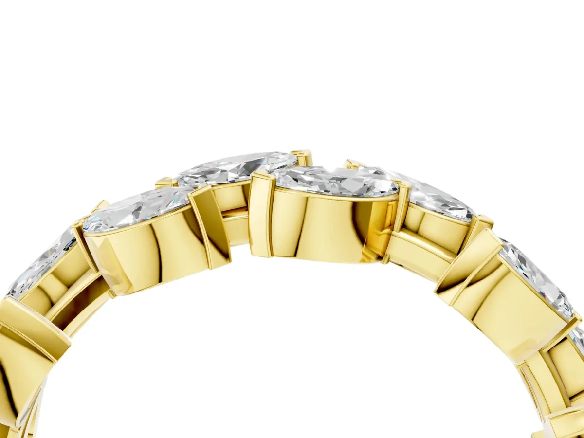 Marquise Diamond Eternity Band with Shared Prong Setting Yellow gold