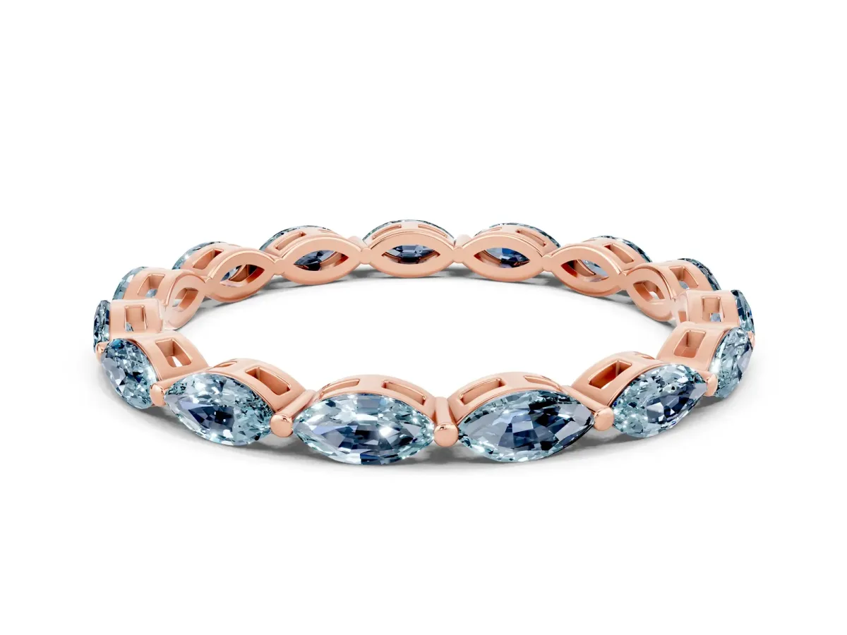 Marquise Aquamarine Eternity Band with U-Prong Setting Rose gold