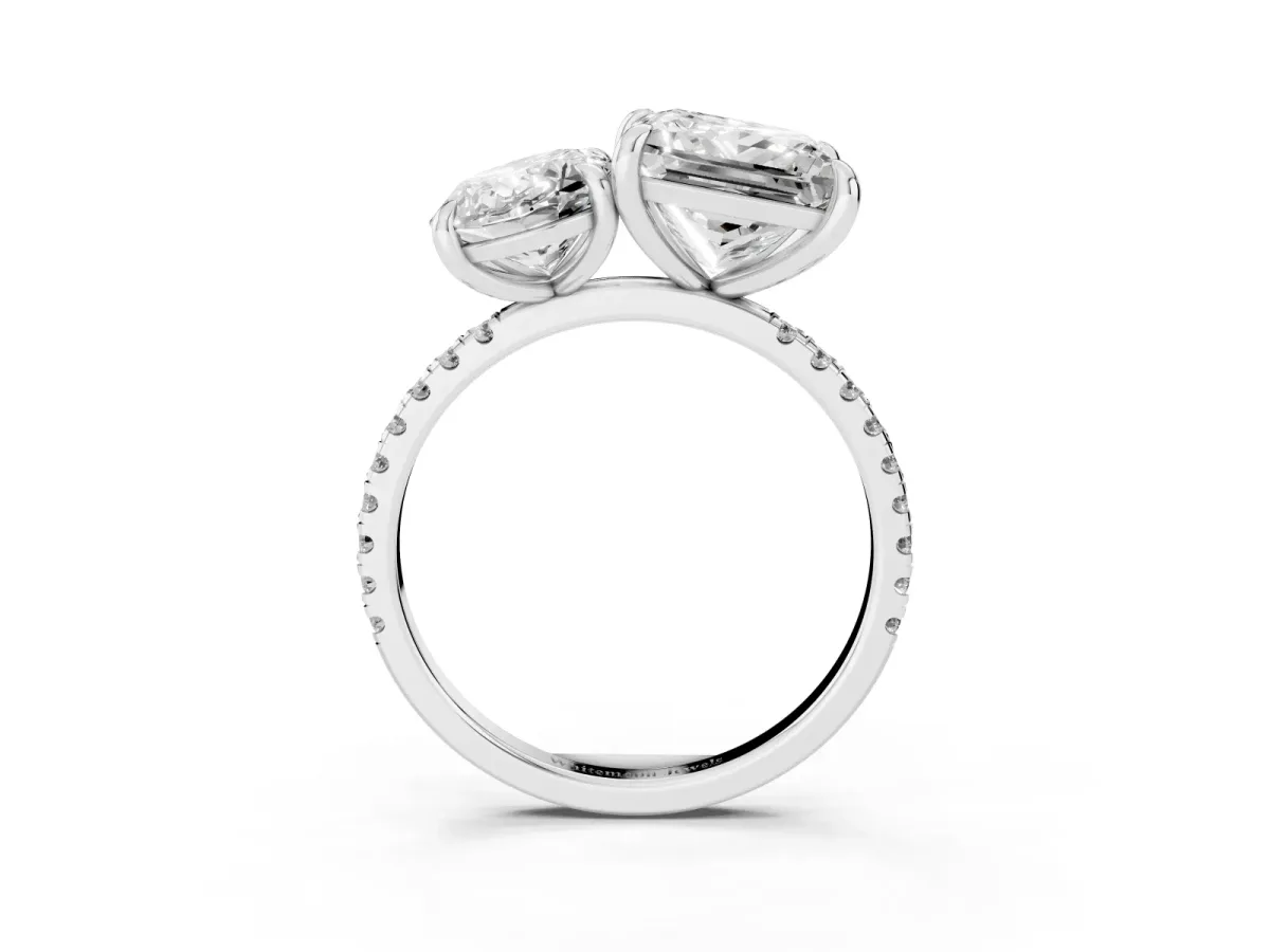 Oval and Princess Toi Moi Ring with Prong Setting and Micro Pave Band White gold