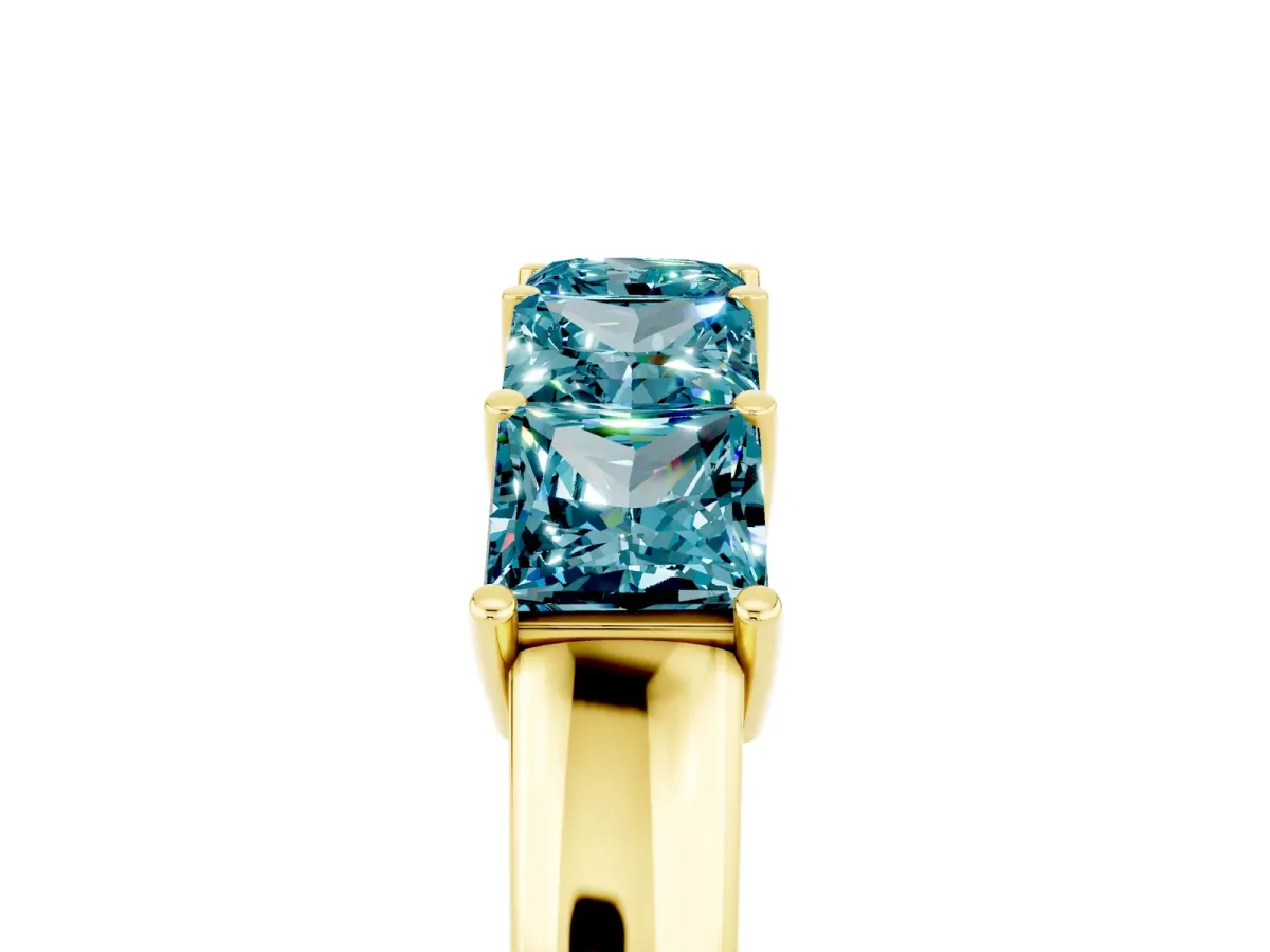 Princess Cut Five-Stone Blue Topaz Band with Prong Setting Yellow gold