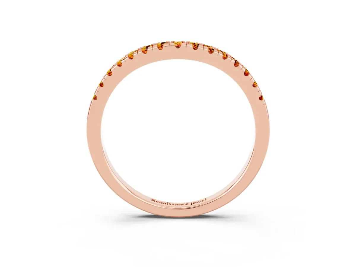 Citrine Pavé Curved Wedding Band Rose gold