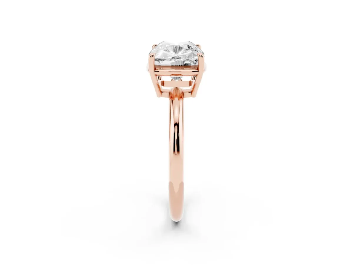 Old Mine Elongated Cushion Diamond East-West Bezel Set Four Claw Solitaire Ring Rose gold