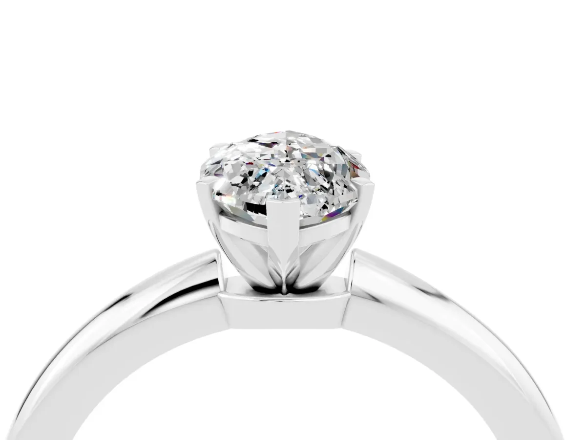 Marquise Cut Moissanite Solitaire Ring with Six-Prong Setting and Classic Band Silver